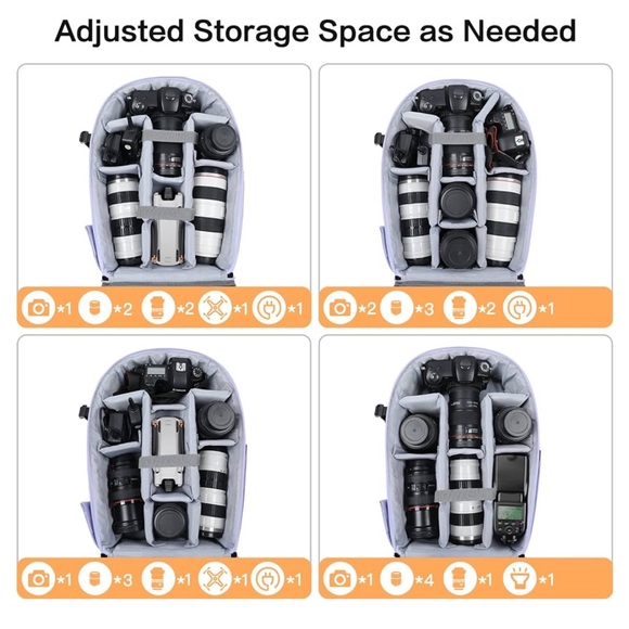 MOSISO Photography Camera Backpack 15-16 inch Waterproof Hardshell Lavender Gray - Picture 5 of 7